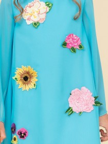 Платье бирюзовое шифоновое с аппликацией "цветы" цена