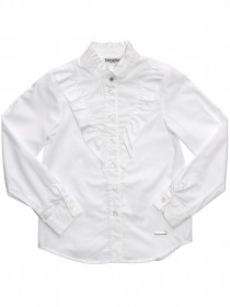 Блузка белая классическая с рюшами и брендингом