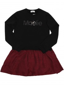 Комплект черный: свитшот с брендингом из страз и платье с пышной красной юбкой