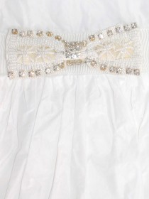 Платье белое с прозрачной вставкой и бантиком на талии фото