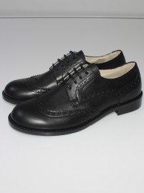 Туфли чёрные классические кожаные на шнуровке цена