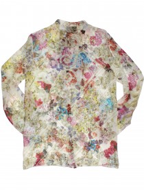  Блуза шёлковая бежевая с разноцветным цветочным принтом цена