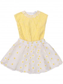 Комплект: юбка белая пышная и желтый топ "Ромашки"