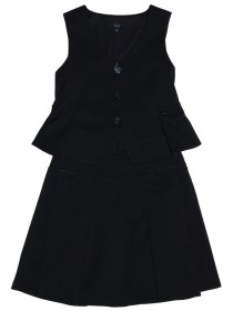 Комплект темно-синий юбка и жилетка с бантом